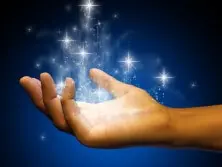 Sparkles in hand Receiving light sparkles